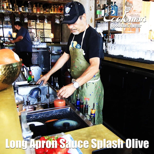 Cookman Long Apron - Sauce Splash : Olive