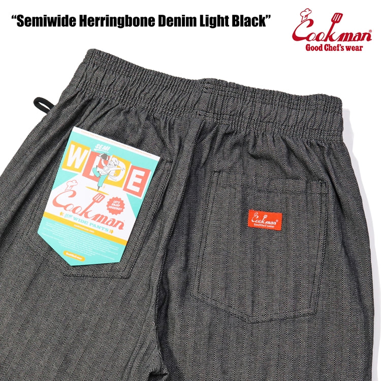 Cookman Chef Pants Semiwide - Herringbone Denim : Light Black