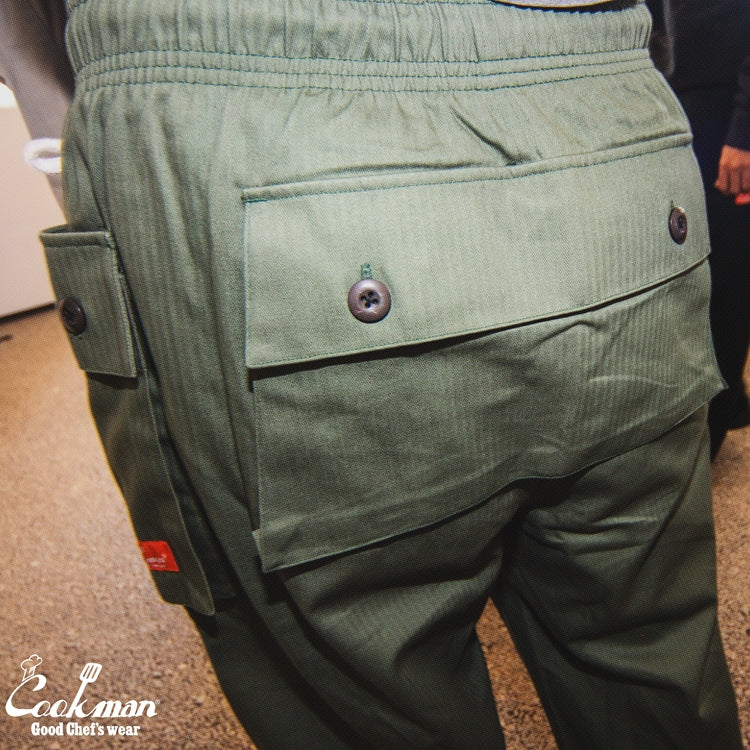 Cookman Monkey Pants - Herringbone : Olive