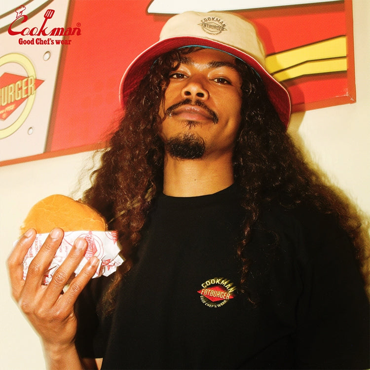 Cookman Embroidery Tees -  FAT BURGER Logo : Black