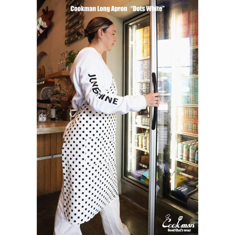 Cookman Long Apron - Dots : White