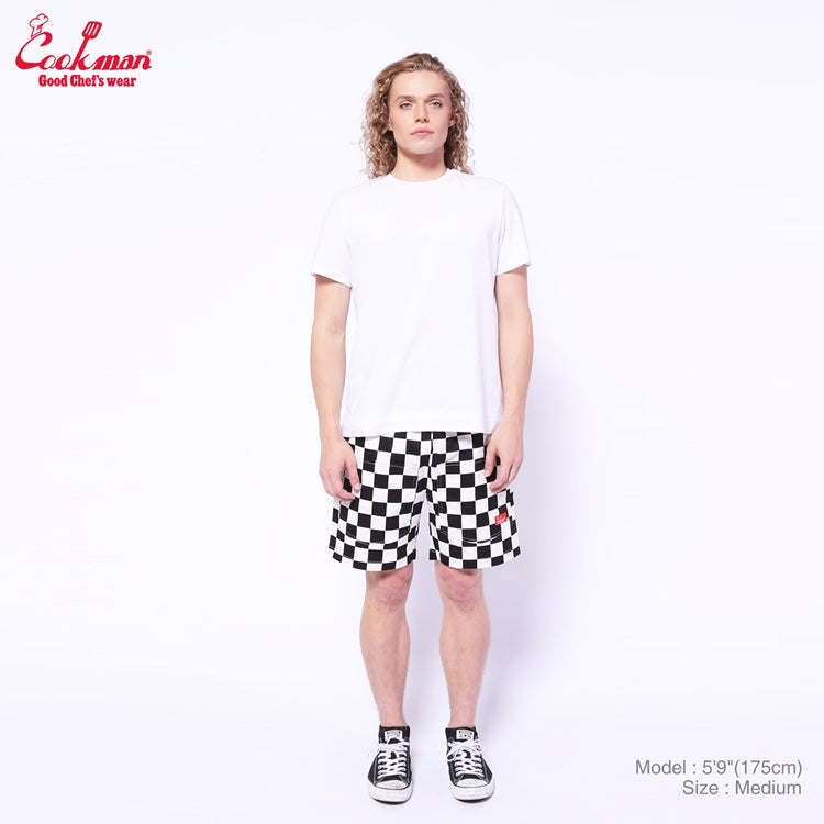 Chef Short Pants Front Pocket - Checker : Black