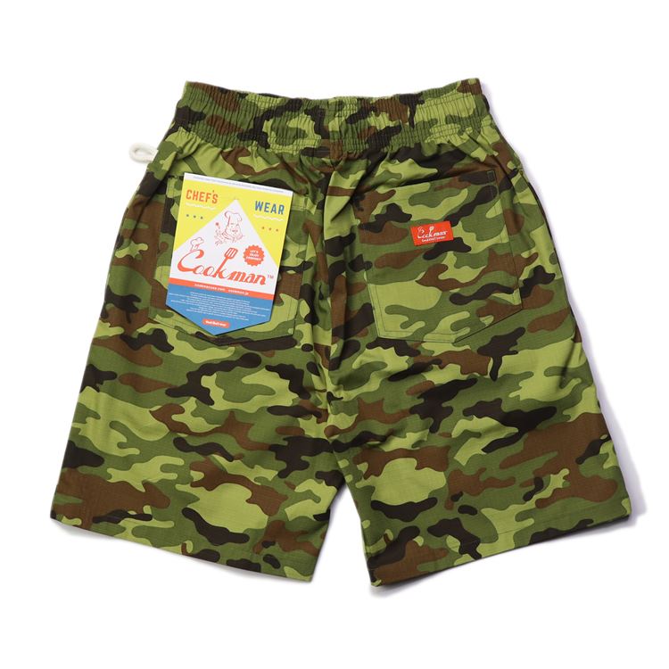 Cookman Chef Short Pants - Ripstop : Woodland Camo Green