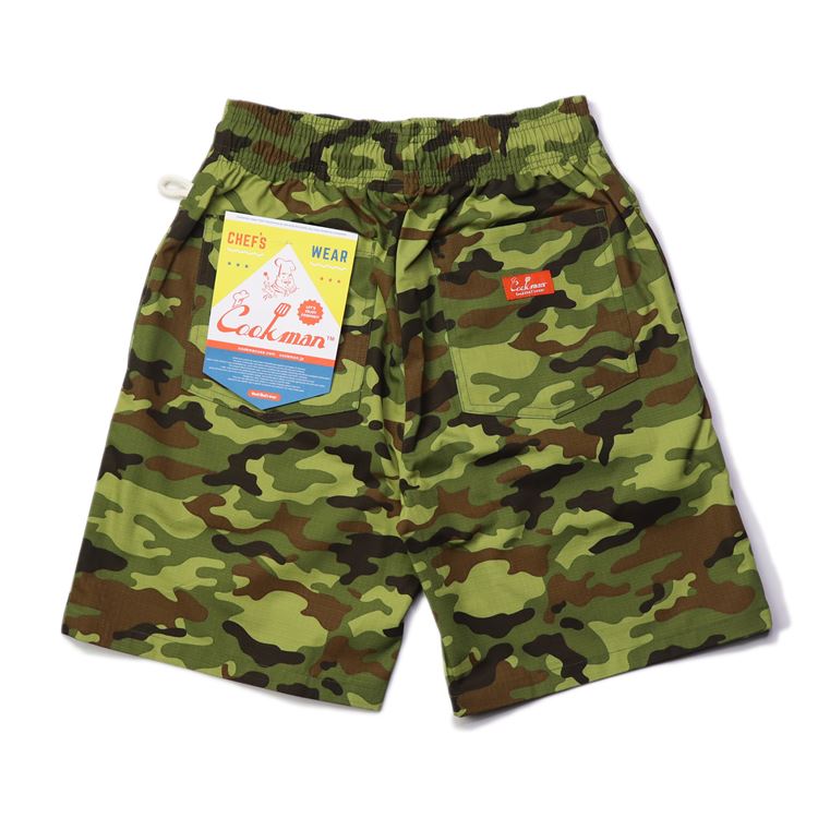 Chef Short Pants - Ripstop : Woodland Camo Green