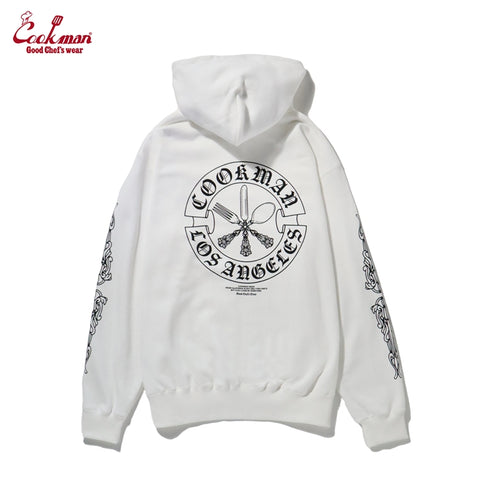 Cookman Zip-up Hoodie - Cutlery : White