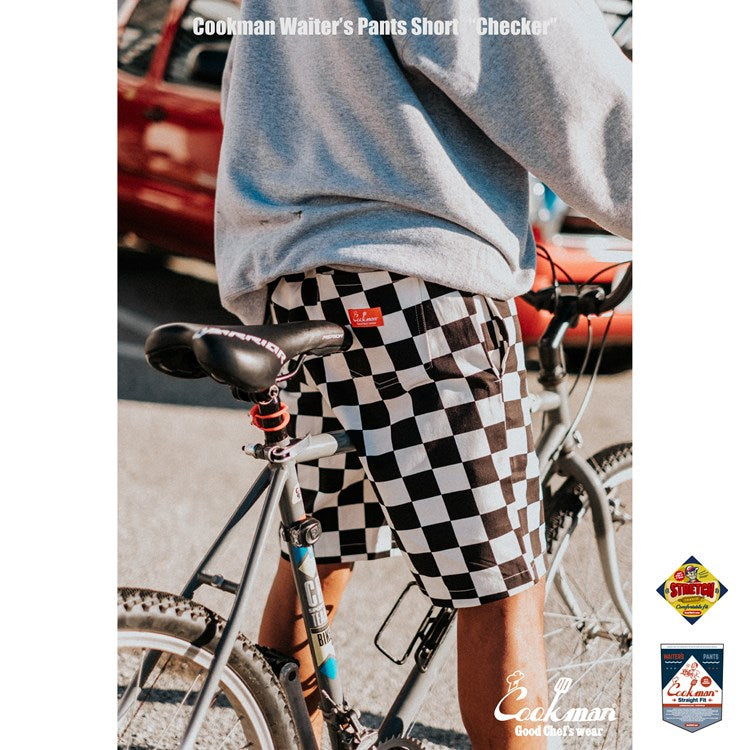 Cookman Waiter's Short Pants (stretch) - Checker : Black