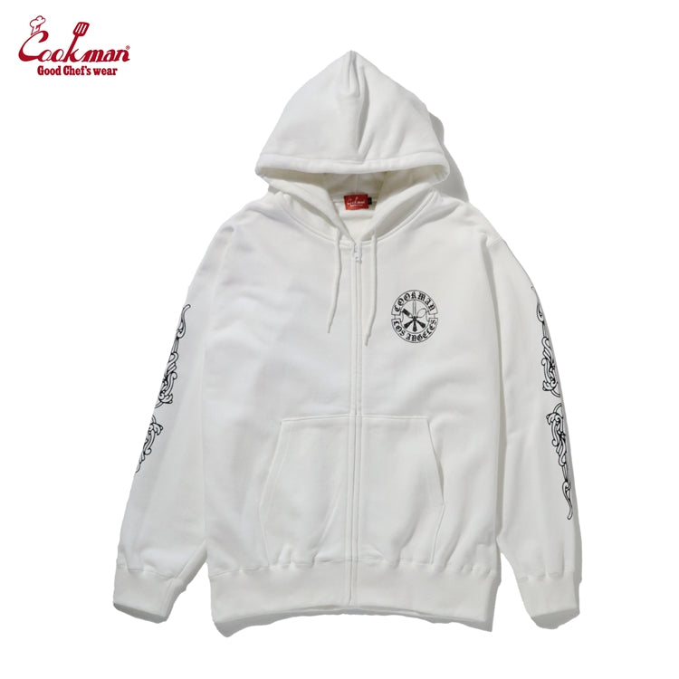 Cookman Zip-up Hoodie - Cutlery : White