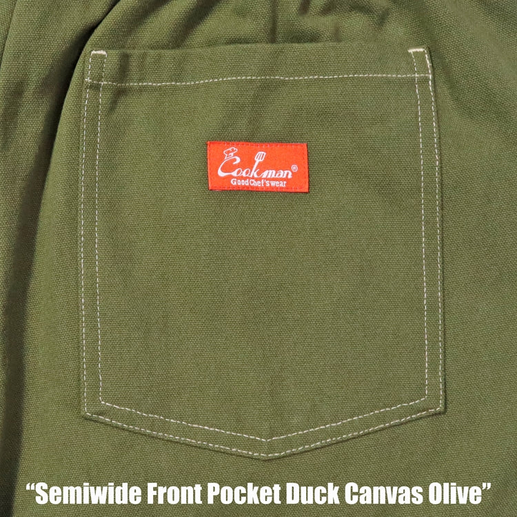 Cookman Chef Pants Semiwide - Front Pocket Duck Canvas : Olive