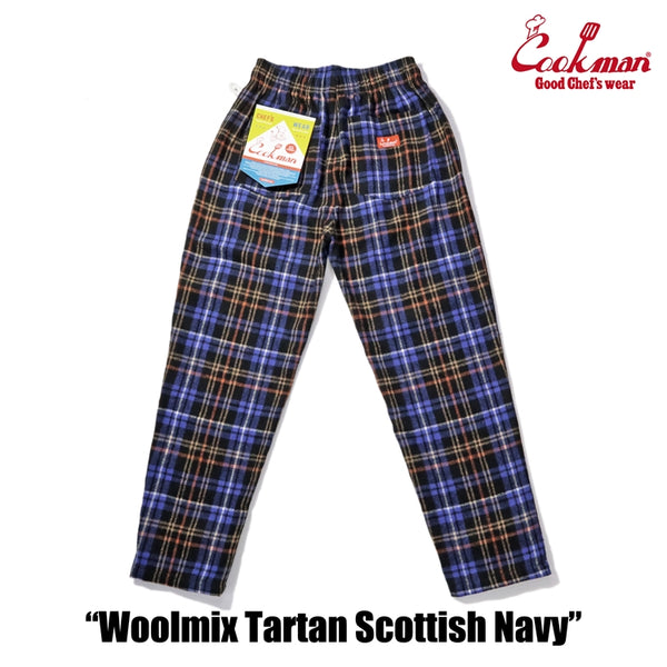 Cookman Chef Pants - Woolmix Tartan : Scottish Navy