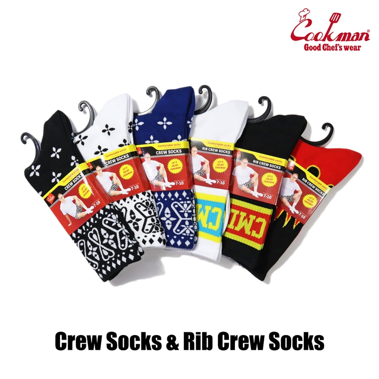 Cookman Rib Crew Socks - Flame : Black / Red