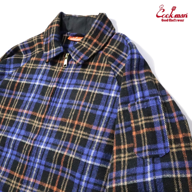 Cookman Delivery Jacket - Woolmix Tartan : Scottish Navy