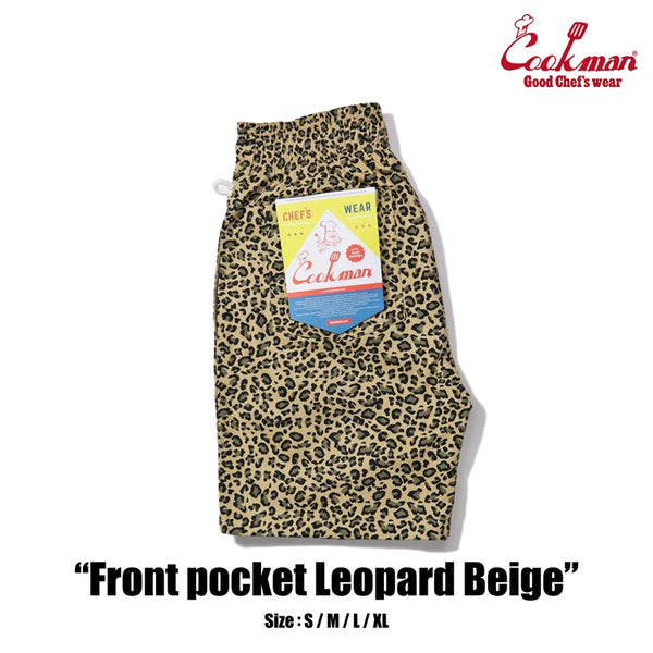 Cookman Chef Short Pants Front Pocket - Leopard : Beige