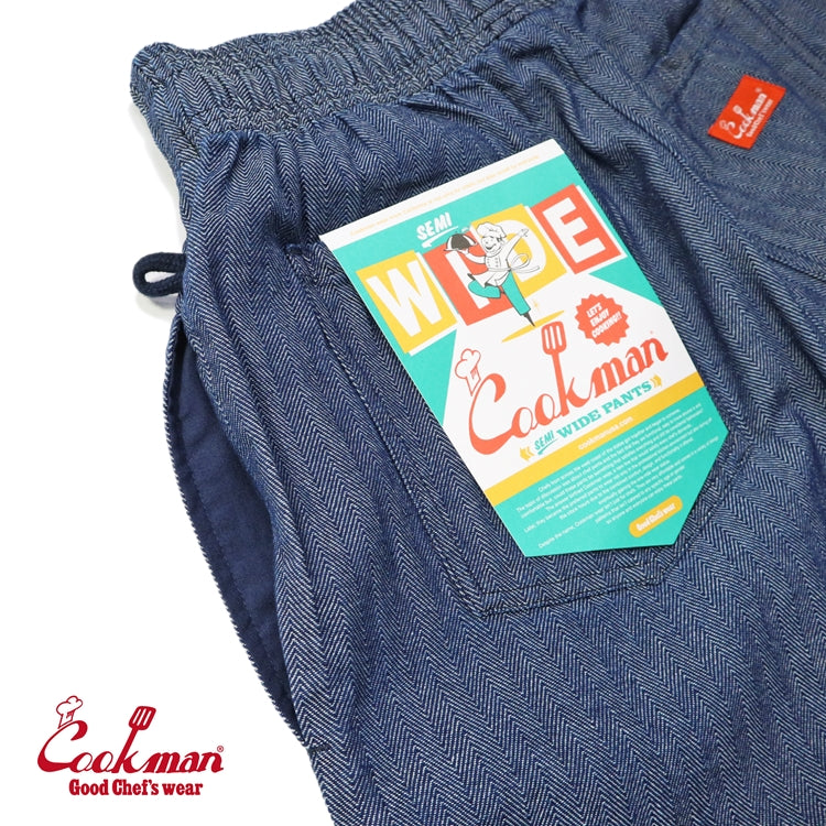 Cookman Chef Pants Semiwide - Herringbone Denim : Blue