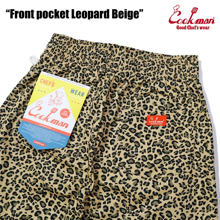 Cookman Chef Short Pants Front Pocket - Leopard : Beige