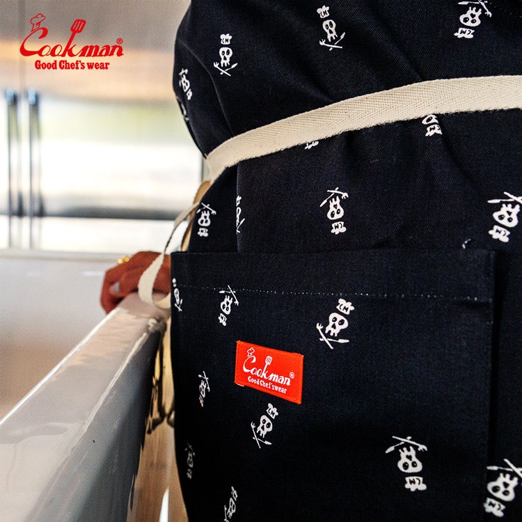 Cookman Wide Pocket Apron - Skull : Black