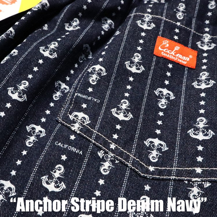 Cookman Chef Short Pants - Anchor Stripe Denim: Navy (All Sales Are Final)