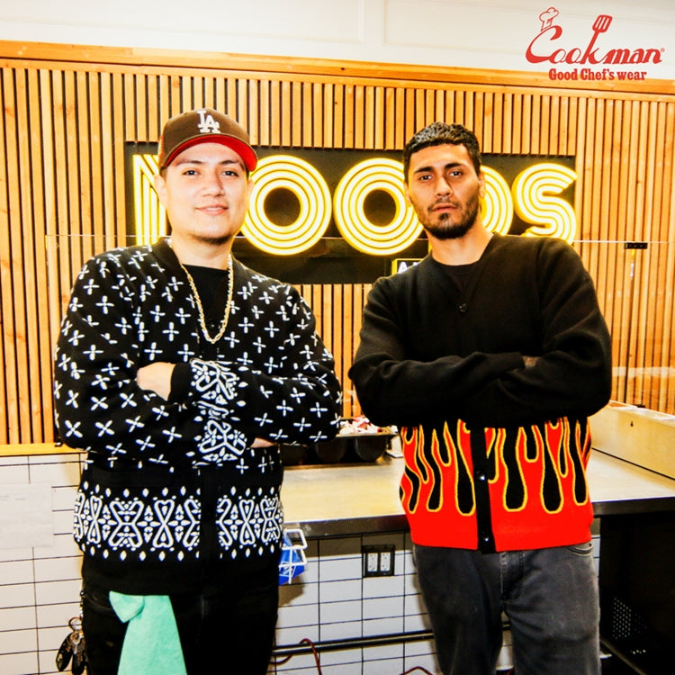 Cookman Knitted Cardigan - Bandanna Cross : Black