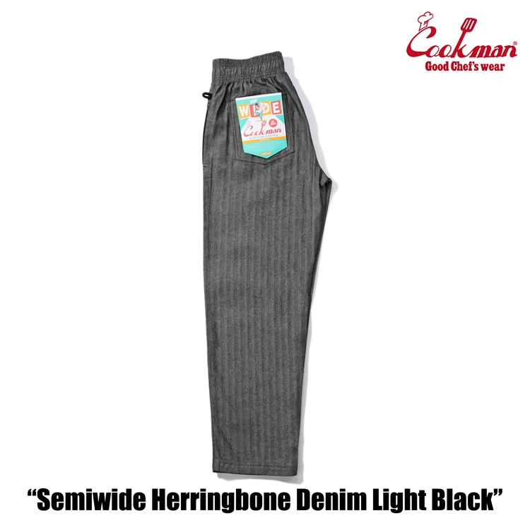 Cookman Chef Pants Semiwide - Herringbone Denim : Light Black