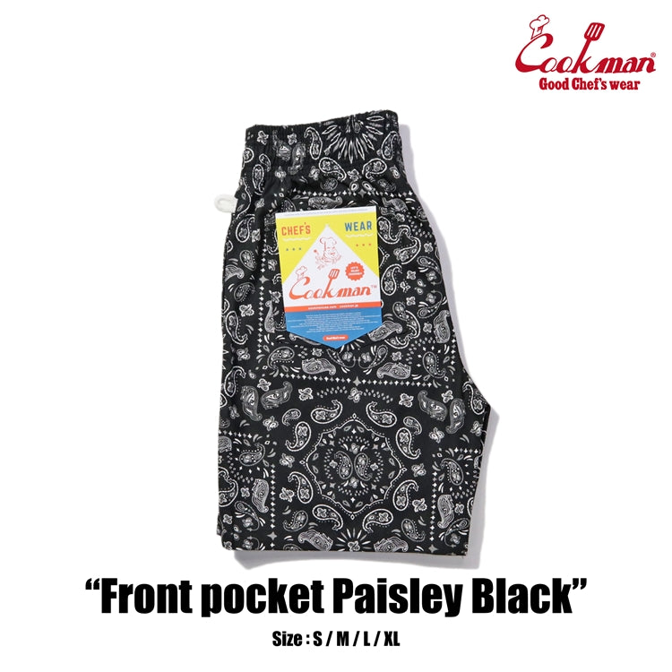 Cookman Chef Short Pants Front Pocket - Paisley : Black