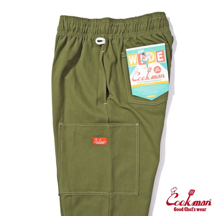 Cookman Chef Pants Semiwide - Front Pocket Duck Canvas : Olive