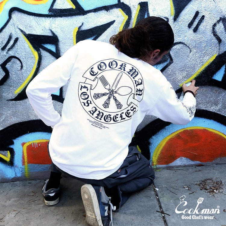 Cookman Long Sleeve Tees - Cutlery : White