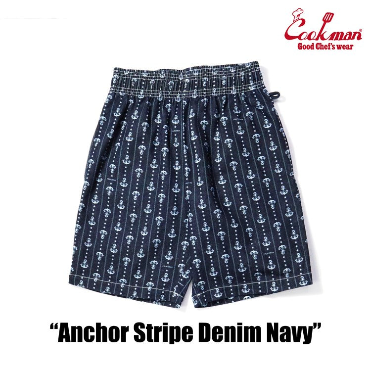 Cookman Chef Short Pants - Anchor Stripe Denim: Navy (All Sales Are Final)