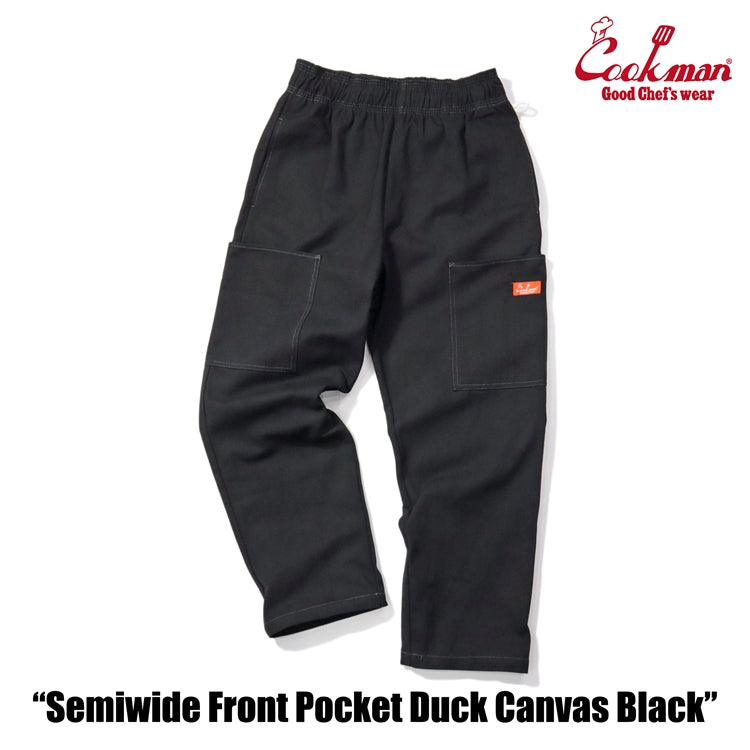 Cookman Chef Pants Semiwide - Front Pocket Duck Canvas : Black