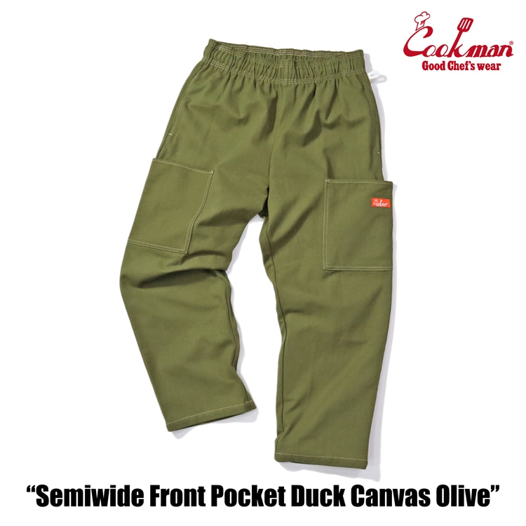 Cookman Chef Pants Semiwide - Front Pocket Duck Canvas : Olive