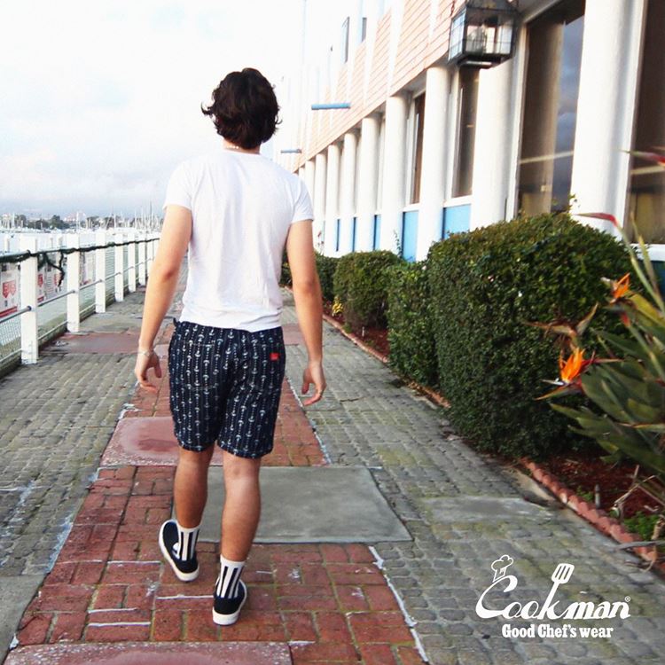 Cookman Chef Short Pants - Anchor Stripe Denim: Navy (All Sales Are Final)