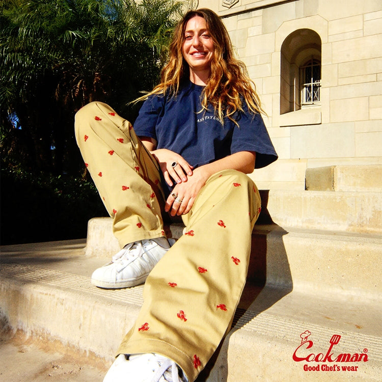 Cookman Embroidery Chef Pants -  Lobster : Beige