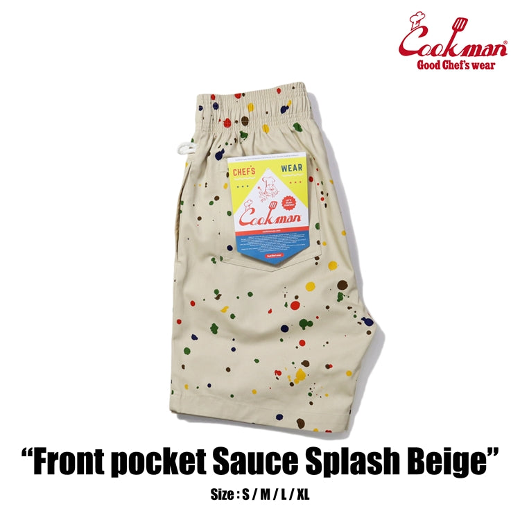 Cookman Chef Short Pants Front Pocket - Sauce Splash : Beige