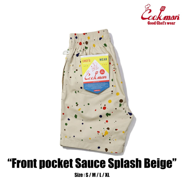 Cookman Chef Short Pants Front Pocket - Sauce Splash : Beige