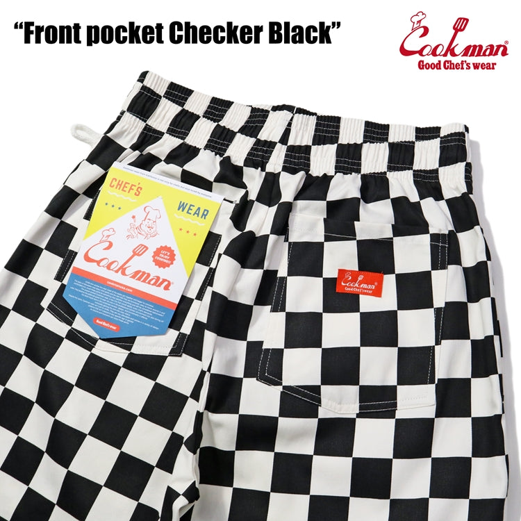 Chef Short Pants Front Pocket - Checker : Black