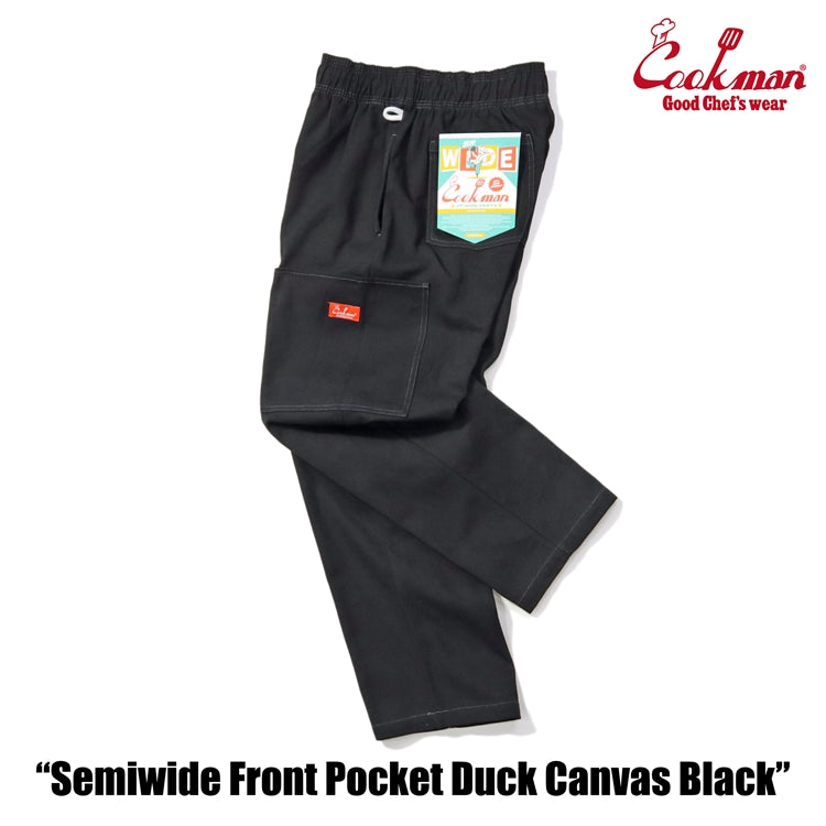 Cookman Chef Pants Semiwide - Front Pocket Duck Canvas : Black