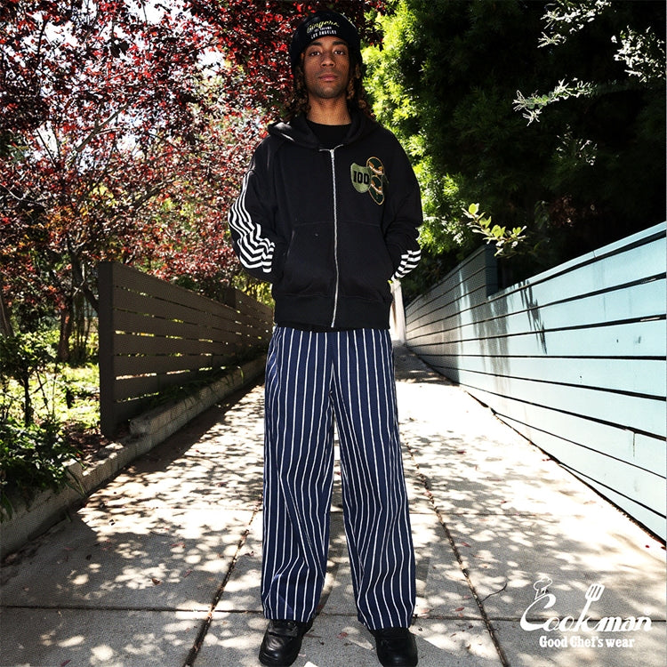 Cookman Wide Chef Pants - Stripe : Navy