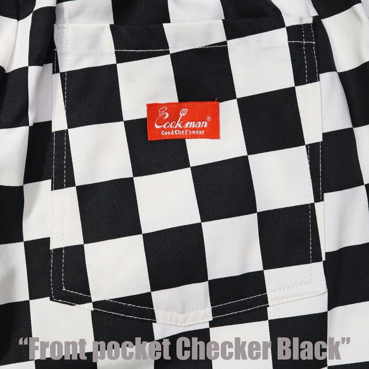 Chef Short Pants Front Pocket - Checker : Black