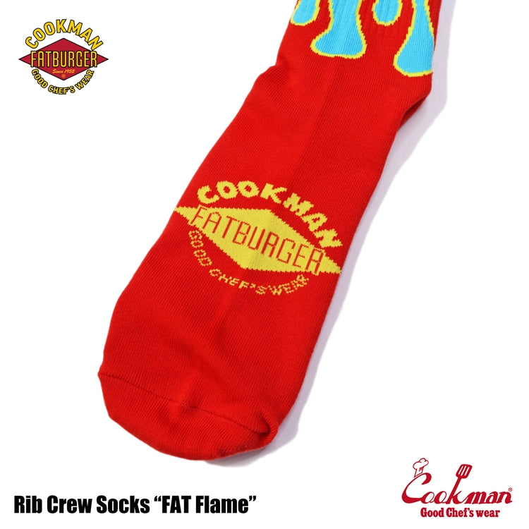 Cookman Rib Crew Socks - FAT Flame