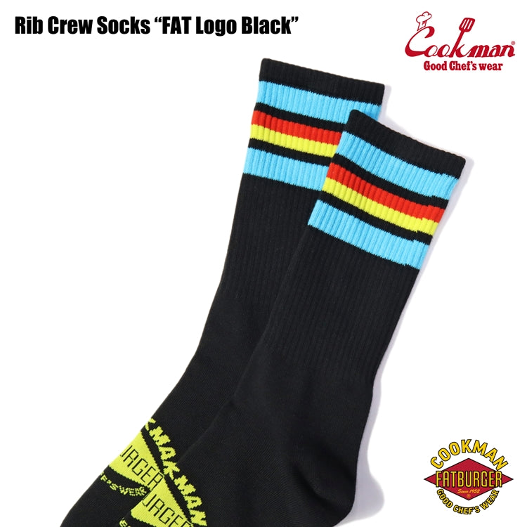 Cookman Rib Crew Socks - FAT Logo Black