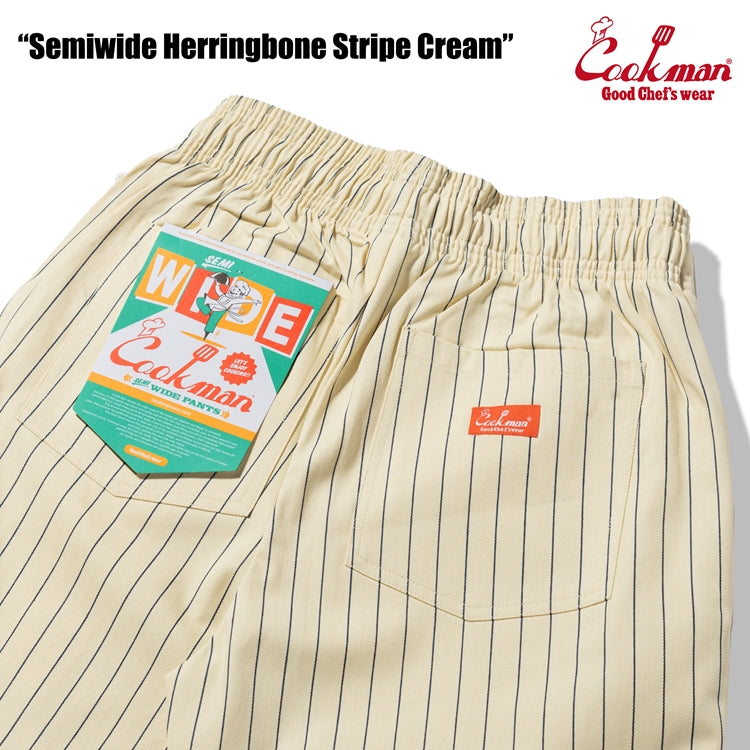 Chef Pants Semiwide -  Herringbone Stripe : Cream