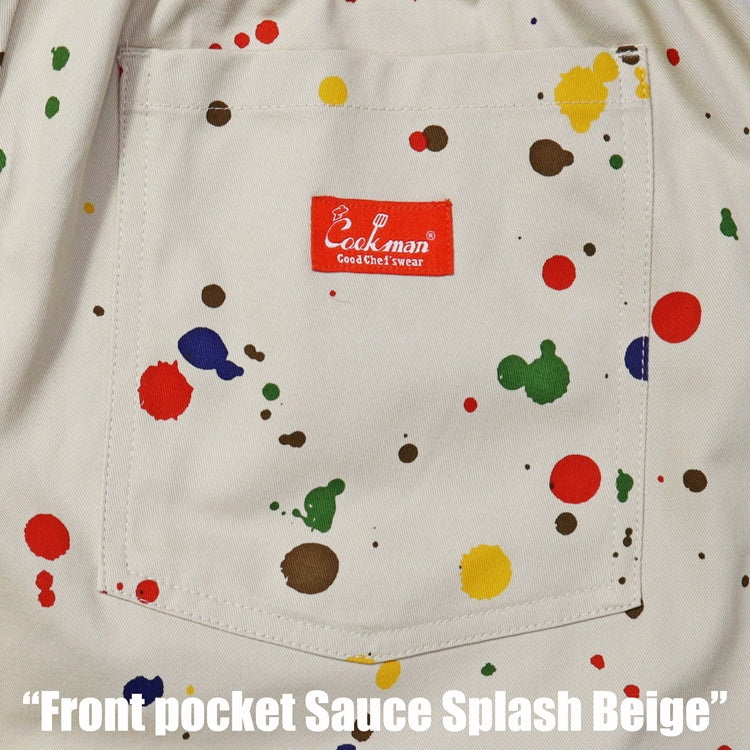 Cookman Chef Short Pants Front Pocket - Sauce Splash : Beige