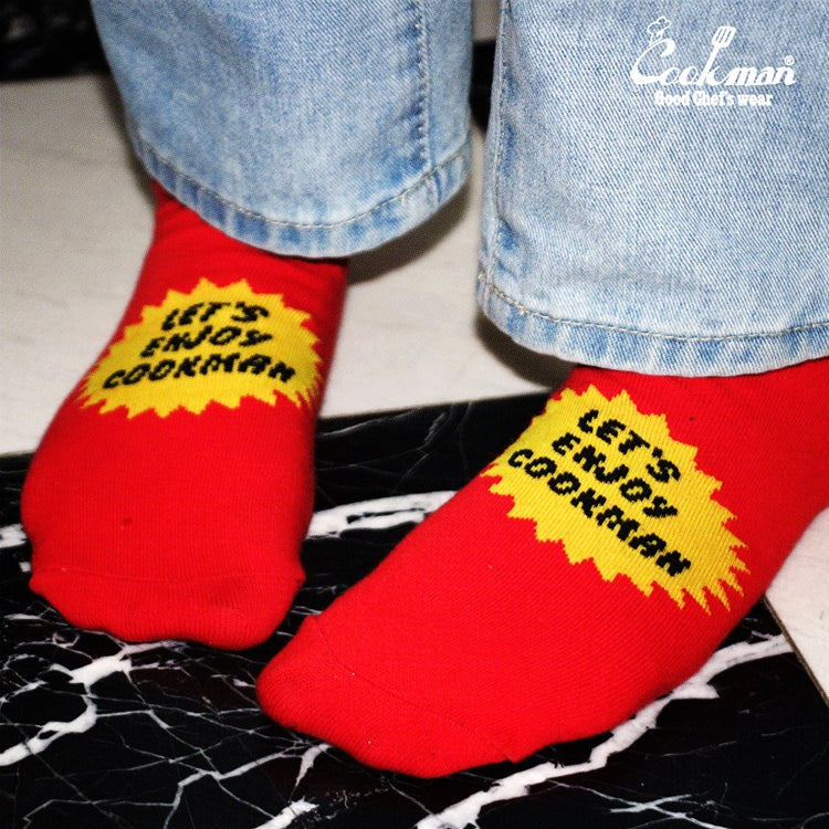 Cookman Rib Crew Socks - Flame : Black / Red