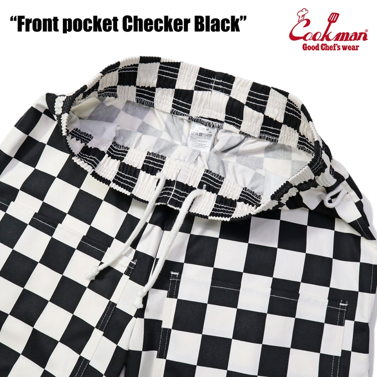 Chef Short Pants Front Pocket - Checker : Black