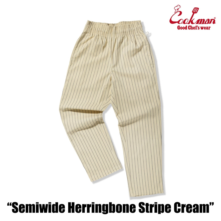 Cookman Chef Pants Semiwide -  Herringbone Stripe : Cream