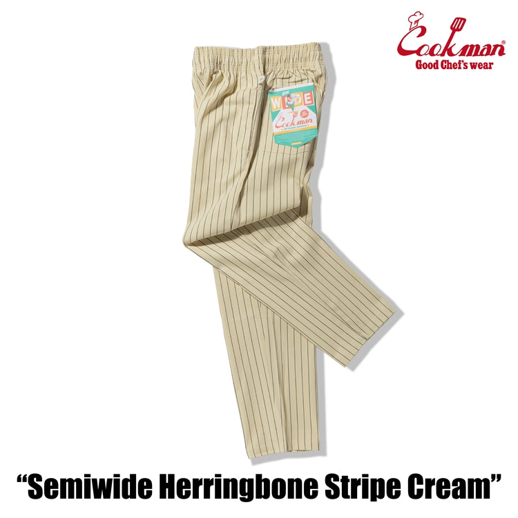 Cookman Chef Pants Semiwide -  Herringbone Stripe : Cream