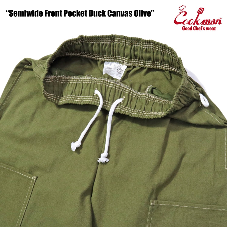 Cookman Chef Pants Semiwide - Front Pocket Duck Canvas : Olive