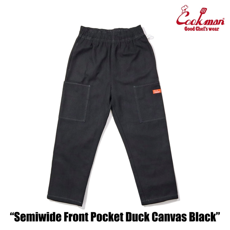 Cookman Chef Pants Semiwide - Front Pocket Duck Canvas : Black