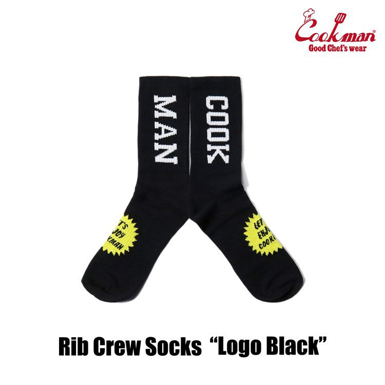 Cookman Rib Crew Socks - Logo : Black