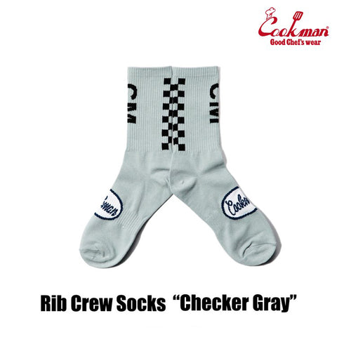 Cookman Rib Crew Socks - Checker : Gray