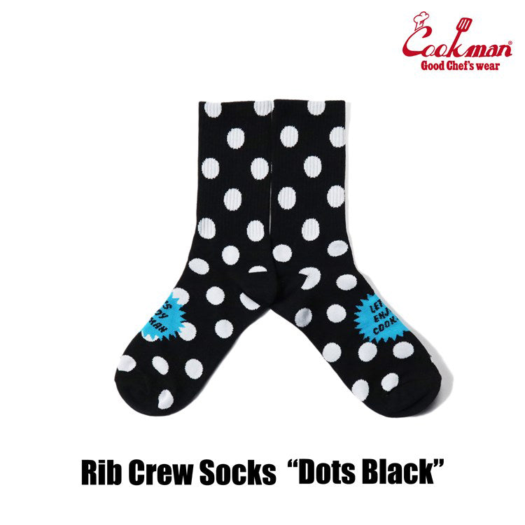 Cookman Rib Crew Socks - Dot : Black