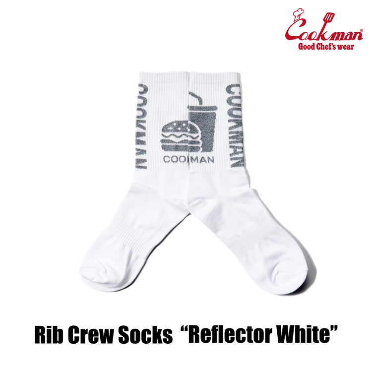 Cookman Rib Crew Socks - Reflector : White